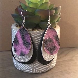 Faux Leather Teardrop Earrings -$10